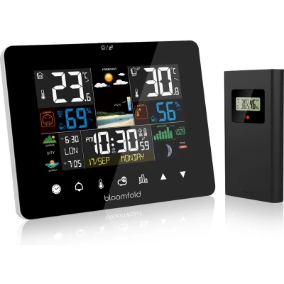 Afbeelding van Bloomfold Weerstation Hygrometer Luchtvochtigheidsmeter Thermometer voor binnen Inclusief Batterij Weersvoorspelling Datum &amp; Klok