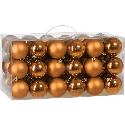Afbeelding van Casaria Kunststof Kerstballen 54 Set Mat Glanzend Ø 3 4 6 cm Koper Bruin