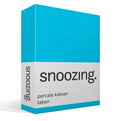 Afbeelding van Snoozing Laken Tweepersoons Percale katoen 200x260 cm Turquoise
