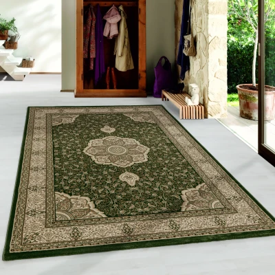 Afbeelding van Isfahan Oosters Klassiek Laagpolig Vloerkleed Groen 80x150 cm