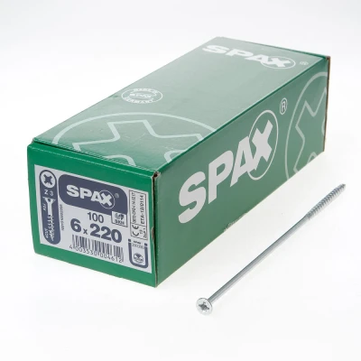 Afbeelding van Spax Spaanplaatschroef platverzonken kop verzinkt pozidriv 6.0x220mm (per 100 stuks)