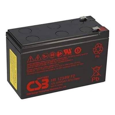 Afbeelding van CSB HR 1234W F2 loodaccu 12 V 8,4 Ah 34 W 1,67 V/15 min lood AGM, compatibel met MP1236H, NPW45 12, HR1234WF2, UP RW1245P1, WP1236W