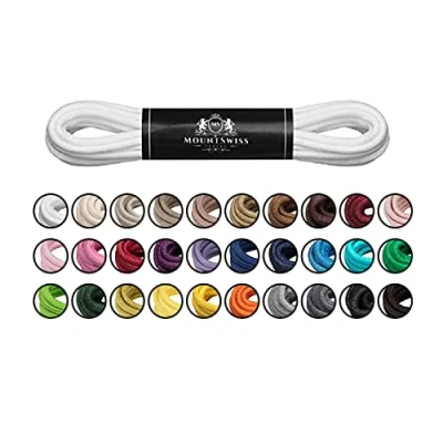 Afbeelding van Mount Swiss© Luxury veters, gewaxt, rond, voor leren schoenen, Ø 2 3 mm, lengtes 45 120 cm, wit, 110