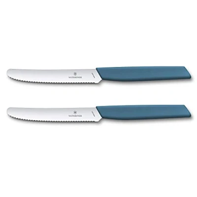 Afbeelding van Victorinox, 6.9006.11W2B, Zwitserse moderne groenteset, extra scherpe rand, met spiraalsluiting, robuuste kunststof handgreep, korenbloemblauw, gemaakt in Zwitserland, vaatwasmachinebestendig