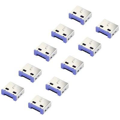 Afbeelding van Renkforce RF 4695230 USB A poortslot Set van 10 stuks Zilver blauw