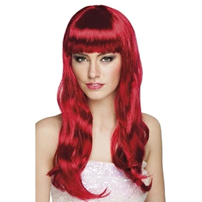 Afbeelding van Boland Pruik Chique robijnrood Rood Golvend Lang Vrouwen Glitter and Glamour