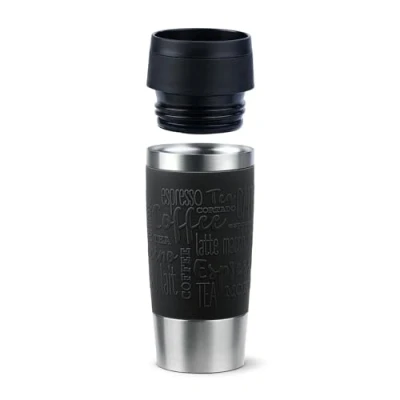 Afbeelding van EMSA Travel Mug Classic N2020200, Zwart, Roestvrijstaal, Silicone, Polypropyleen (PP), 4 uur, 8 uur