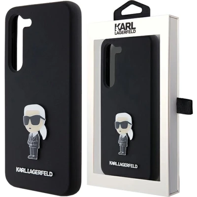 Afbeelding van Karl Lagerfeld Siliconen Ikonik Metal Pin hoesje voor Samsung Galaxy S23+ zwart