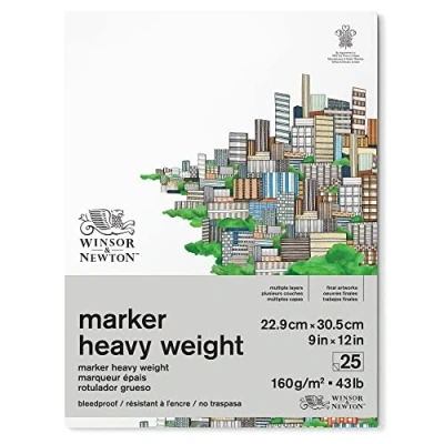 Afbeelding van Winsor &amp; Newton 160 g, 23 x 31 cm (25 vellen, chloor en zuurvrij, bestand tegen veroudering, voor alle soorten markers op alcoholbasis)