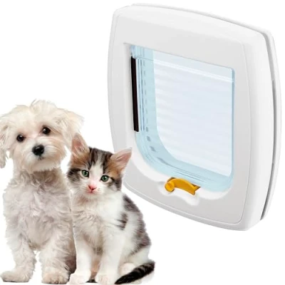 Image de Ferplast Chatiere, Porte pour Chats et Petits Chiens, Installation Universelle, Entrée Sortie Contrôlables à 2 Voies, Tunnel Partiel, Swing 1 Chatiere Chat Chien, Blanc