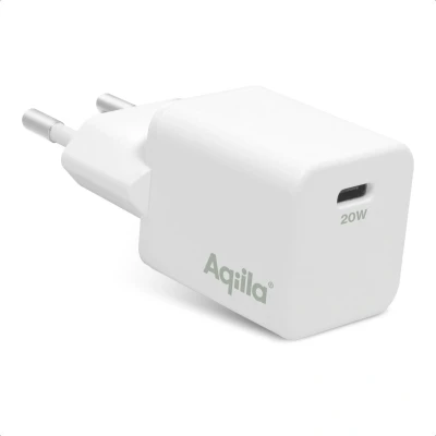 Afbeelding van Aqiila USB oplader 20W, C Adapter, PD Power Delivery, 100 240V, 1x C, Chargebird W1 Wit
