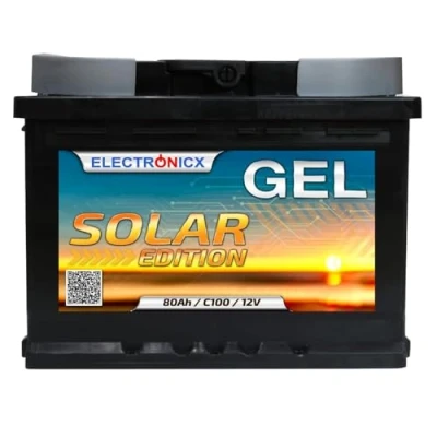 Afbeelding van Electronicx Solar Edition gelbatterij 12 V 80 Ah batterij van zonne batterijen stroomvoorziening zonnekracht voor camping en caravan Ven