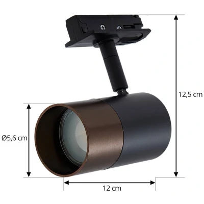 Afbeelding van Lindby 1 fase railverlichting 1licht Aluminium, kunststof H: 12.5 cm GU10 zwart, koffiebruin metallic