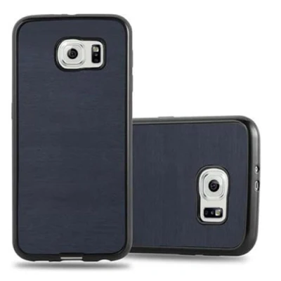 Afbeelding van Cadorabo Hoesje geschikt voor Samsung Galaxy S6 in WOODEN BLAUW Beschermhoes gemaakt van flexibel TPU silicone Case Cover