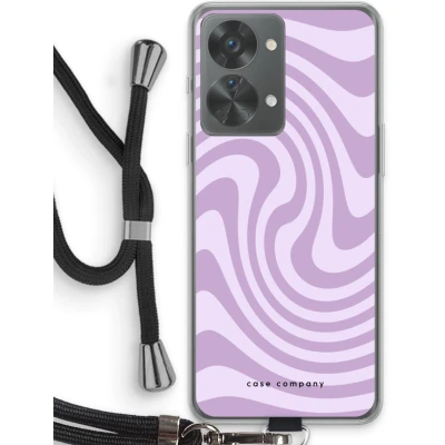Afbeelding van Case Company® hoesje met Koord geschikt voor OnePlus Nord 2T Swirl Paars Telefoonhoesje Zwart Bescherming aan alle Kanten en Over de Schermrand