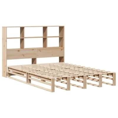Afbeelding van vidaXL Bed met boekenkast zonder matras massief hout 140x200 cm