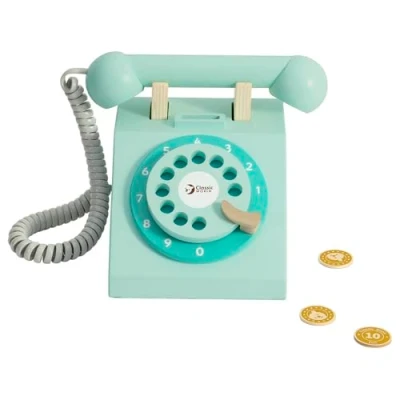 Afbeelding van Classic World Houten Retro Telefoon Turquoise