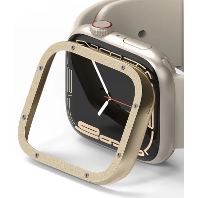 Afbeelding van Ringke Bezel Styling voor de Apple Watch Series 7 / 8 9 41 mm Matte Curve Gold