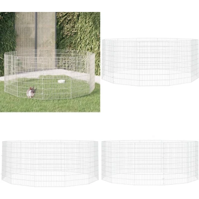 Afbeelding van vidaXL Konijnenkooi met 12 panelen 54x80 cm gegalvaniseerd ijzer