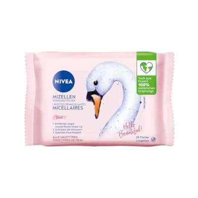 Afbeelding van NIVEA Hey Beautiful! 25 x 3 in 1 micellaire reinigingsdoekjes met vitamine E en make up remover doekjes voor het verwijderen van mascara, waterdicht