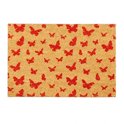 Afbeelding van Relaxdays deurmat kokos vlinder kokosmat 40x60 cm schoonloopmat antislip mat hal