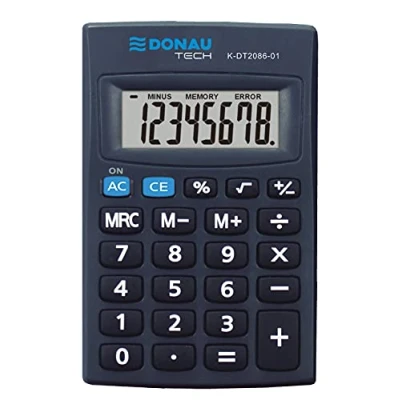 Afbeelding van DONAU TECH/K DT2086 01 8 cijferige rekenmachine met wortelfunctie, 85 x 56 9 mm, zwart