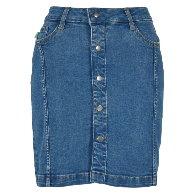 Afbeelding van Urban Classics Organic Stretch Button Denim Korte rok Taille, 26 inch Blauw