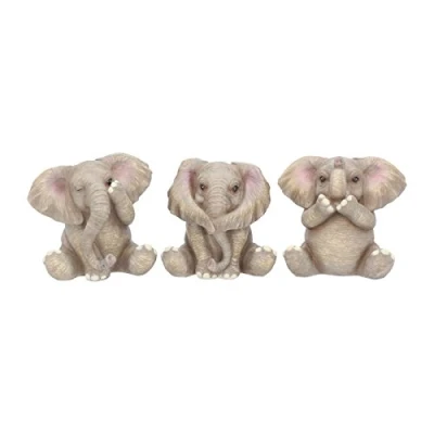 Afbeelding van Nemesis Now CIME Home Figuur Drie Baby Olifanten Grijs 8 cm