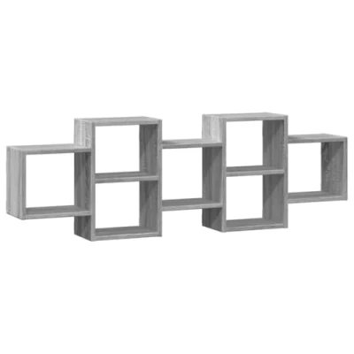 Afbeelding van Wandschap 129x18x42 cm bewerkt hout grijs sonoma eikenkleurig