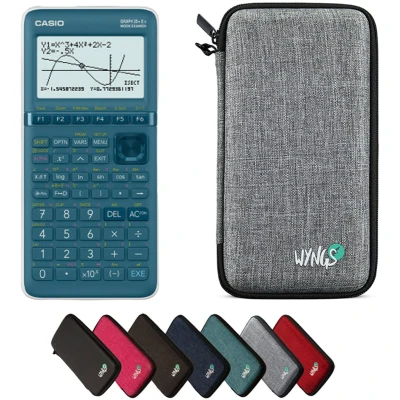 Afbeelding van CALCUSO Casio Graph 25 E II Voordeelpakket met rekenmachine + WYNGS beschermhoes lichtgrijs