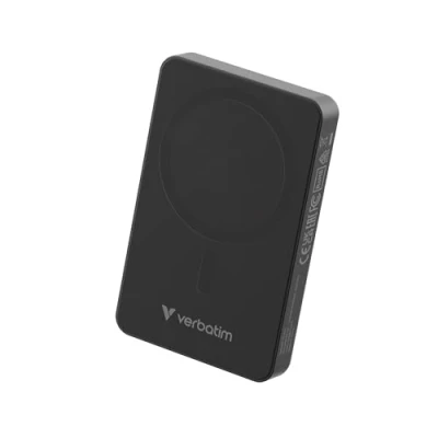 Afbeelding van Verbatim Charge &#039;n&#039; Go Essentials Power Bank Magnetic Wireless 10000mAh Black (10000 mAh, 20 W, 37 Wh), Powerbank, Zwart