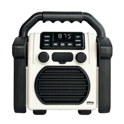 Afbeelding van Silva Schneider BR 230 BT offwhite Bouwradio FM USB, Bluetooth Wekfunctie, Acculaadfunctie, Oplaadbaar, Spatwaterbestendig Wit