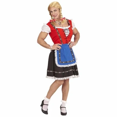 Afbeelding van Widmann Potloodventer &amp; Travestiet Kostuum Oktoberfest Dirnl Beiersmeisje Voor De Man Rood XL Carnavalskleding Verkleedkleding