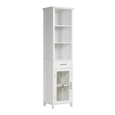 Afbeelding van Teamson Home Badkamerkast Delaney Hoog Staand Houten Kastje Met Lade en 3 Planken Wit