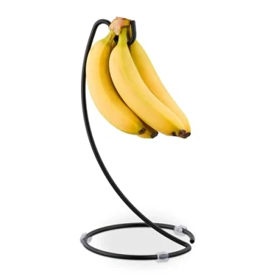 Afbeelding van Relaxdays bananenhouder zwart bananenstandaard metaal bananenhaak