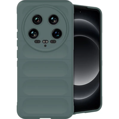 Afbeelding van iMoshion Hoesje Geschikt voor Xiaomi 14 Ultra Siliconen EasyGrip Backcover Donkergroen