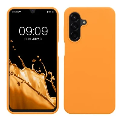 Afbeelding van kwmobile telefoonhoesje geschikt voor Samsung Galaxy A26 5G Hoesje met siliconen coating Smartphone case in fruitig oranje