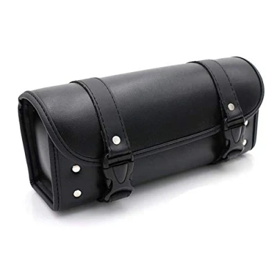 Afbeelding van Motorfiets Tool Bag Ronde PU Lederen Vork Tas Zwart