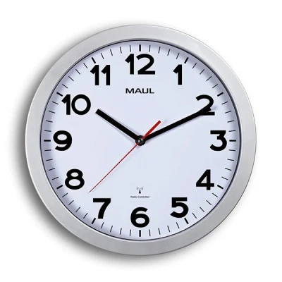 Image de Maul Step horloge murale radiocommandée en plastique avec cadran blanc (Ø 30 cm) gris
