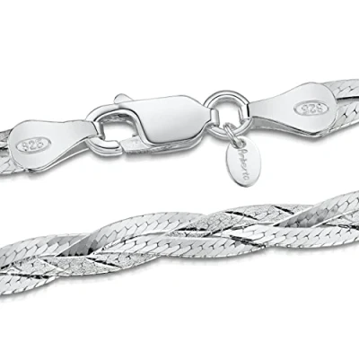 Afbeelding van Amberta Dameshalsketting van 925 Sterling Zilver, gespiegeld, 5 mm, lengte 45 cm, zonder steen, parel