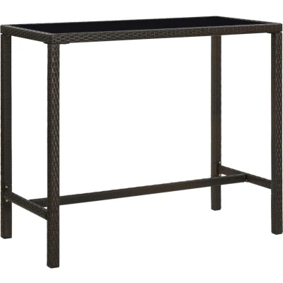 Afbeelding van Tuinbartafel 130x60x110 cm poly rattan en glas bruin