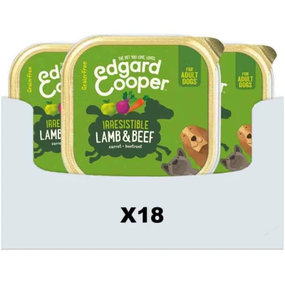 Afbeelding van 18x Edgard &amp; Cooper Kuipje Vers Vlees Hondenvoer Lam Rund 300 gr