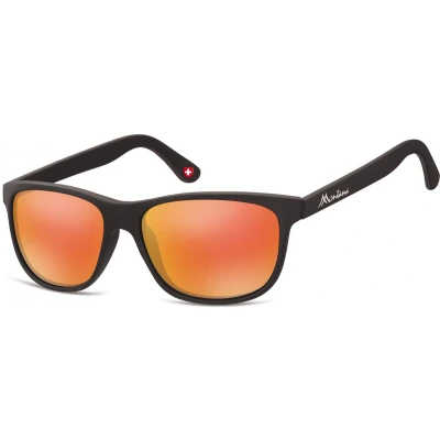 Afbeelding van Zonnebril Montana mat zwart Revo met rood glas