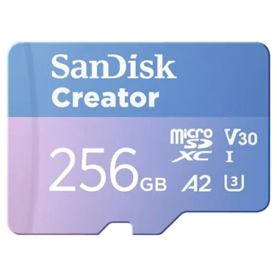 Image de SanDisk Creator Carte mémoire flash (adaptateur microSDXC vers SD inclus(e)) 256 Go A2 / Video Class V30 UHS I U3