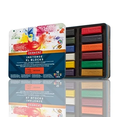 Afbeelding van Derwent Inktense 2306162 12 dozen XL 60 mm, wateroplosbaar, ideaal voor schetsen, tekenen en maken van expressieve merken, professionele kwaliteit