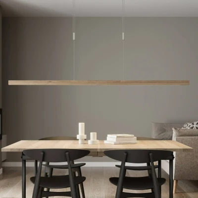 Afbeelding van Quitani LED hanglamp Nora, eiken natuur, lengte 158 cm