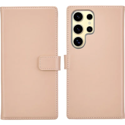 Afbeelding van Selencia Hoesje Geschikt voor Samsung Galaxy S25 Ultra Met Pasjeshouder Echt Lederen Bookcase roze