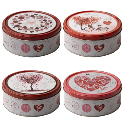 Afbeelding van Boter koekjes in koekblik met hartmotief 24x150g