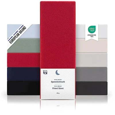 Afbeelding van Blumtal Hoeslaken Fitted Sheet Jersey Katoen 180 x 200 30 cm Rood