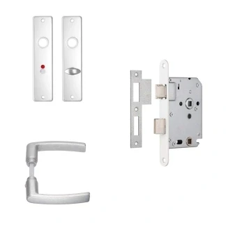 Afbeelding van Deurbeslag Wc deur AXA Edge 63 mm (Deurklinken met schild, slot, Aluminium)